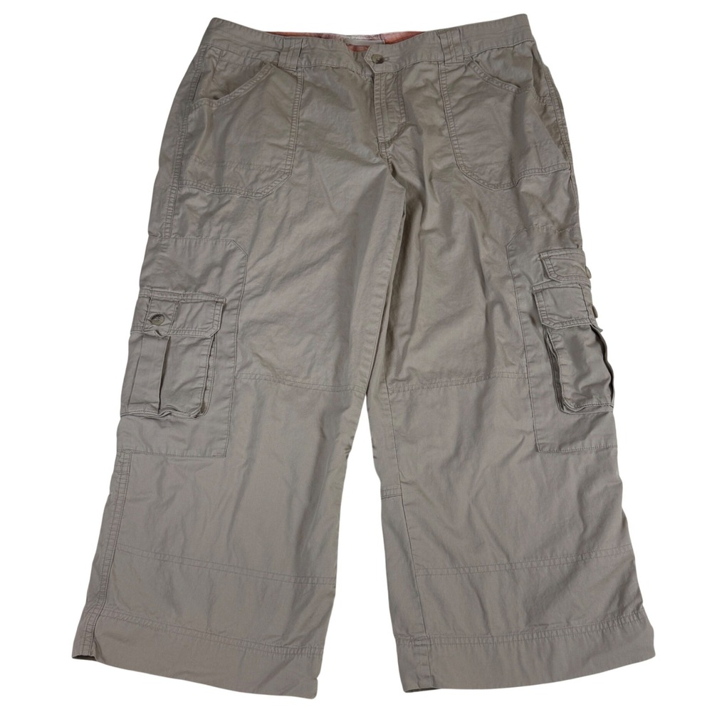 Columbia Cargo Capri Pants Women's Size 14 Khaki Tan Utility Outdoor Casual VTG